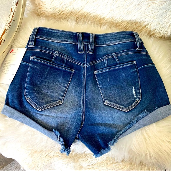 Jean distressed blue stretch shorts - Picture 4 of 9